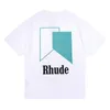 23SS ins sommar Rhude Men's T-shirts Streetwear Geometry Tryckt designer Casual mode Kort ärm Män kvinnor runt hals tshirts europeiska storlek s-xl