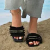 Hausschuhe Schöne Offene spitze Flache Schuhe 2023 Sommer Sexy Rutschen Strand Tragen Moderne Damen Zapatos De Mujer Sandalen PU1