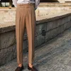 Mäns byxor Vit Casual Straight Tube Hög midja Långt för män mångsidiga retro draperi fashionabla affärer italienska Neapel