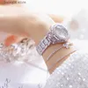 Andra klockor BS Diamond Women Es Luxury Fashion Gold Female Wrist Armband Set Silver Rhinestone Women Elegant Gifts T230905