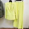 Damen Zweiteilige Hose Old Money Style Einfarbige Anzüge Ein-Knopf-Anzugkragen Mantel Frauen Lose Schlaghosen Kleid