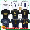 المشجعين لاعب بيلينجهام فيني جونيور كرة القدم 23 24 Tchouameni Camavinga Alaba Modric Rodrygo 2023 2024 Real Madrids Men Women / Kids Kit Shirt Shirt