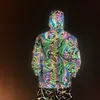 Men's Jackets 2023 Colorful Reflective Jacket Starry Sky Knit Breathable Stretch Hooded 230831