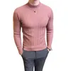 Męskie swetry jesienne i zimowe butique mody pasiaste rozciąganie komfortowe męskie swobodne golf sweter solidny kolor dzianina Slim 230831
