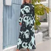 Robes décontractées Robe de silhouette de sirène à manches longues à manches longues à pois mignons à la mode Maxi taille haute graphique Boho Beach Long cadeau