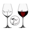 Verres à vin rouge - Verre en cristal de titane au plomb Elegance Original Shark Verre à vin rouge avec requin à l'intérieur de la verrerie à longue tige Nh0181F
