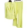Damen Zweiteilige Hose Old Money Style Einfarbige Anzüge Ein-Knopf-Anzugkragen Mantel Frauen Lose Schlaghosen Kleid