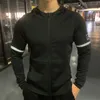 Erkek Hoodies Sweatshirts Erkekler Sonbahar Spor Fermuarı Koşuyor Fitness Elastik Hoody Erkek Uzun Kollu Ceketler Kaput Kalın Paltolar Beyaz 230831