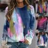 Hoodies femininos retro feminino hoodie coreano tie dye impressão moletom harajuku túnica de manga comprida inverno pulôver topo undershirts