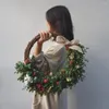 Dekorative Blumen Rattan Girlande Ringe hängen Dekor DIY Rahmen Kranz Zubehör Anhänger Blumen Wand Festival Kreise Weihnachten