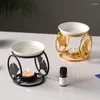 Candle Holders Warm Gingko Leaf Essential Oil Burner Diffuser Tea Light Heater Yoga Spa Bedroom Decoration