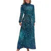 Casual Dresses Mystic Sun A-Line Dress High Neck Custom Bohemia Long-Sleeve Stylish Long Maxi Elegant Vestido