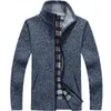 Herrtröjor 2023 Autumn Winter Sweater Coat Faux Fur Wool Jackets Men Zipper Sticked Thick Warm Casual Knitwear Cardigan 230831