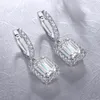 Dangle Oorbellen In Verklaring 4ct/2pcs Emerald Cut Synthetische Diamant Dames Drop 925 Sterling Zilver Aangepaste Studs