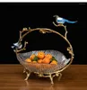 Plates Brass Bird Cabas Fruit Plate Villa Crafts Decoration European Style American Luxury Soft Tea Table