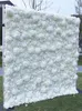 8X8FT weiße 3D-Rosenblumenwand aus aufgerolltem Stoff, künstliche Blumenarrangement für Hochzeitshintergrunddekoration