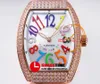 ABF V32 Vanguard Color Dream Swiss Quartz Chronograph Relógio feminino feminino diamantes ouro rosa MOP mostrador grande número rosa couro borracha super edição Lady Swisstime L12