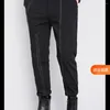 Men's Pants Black Solid Suit Men Slim Fashion Social Mens Dress Korean Casual Straight Office Formal Trousers A124