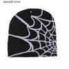 Beanie/Skull Caps 2023 Gothic Spider Patroon Wol Gebreide Muts Y2K Dames Heren Muts Winter Warm Mutsen Mannen Grunge Hip Hop Casual Skullies Outdoor T230731