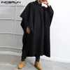 Męskie okopy płaszcze modne mężczyźni Cloak z kapturem solidny luźne luźne 2023 streetwear punkowy wiatrówek elegancki elegancki zimowy cape poncho inerun 230831