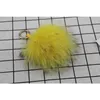 18 cm Big Fluffy Bugs Keychains with Feather Real Fox Fur Ball Key Chain Bag Charm Monster Pompom Yellow269n