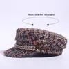 Berets Spring Military Hats Mała siatka Vintage Sailor for Women Thread Tweed Jacht Captain Hat Sweet Wind Sboy Cap 230831