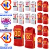 Maillot d'Espagne de basket-ball de la Coupe du monde 2023 imprimé Espana 16 USMAN GARUBA 4 ALBERTO DIAZ 8 Dario Brizuela 21 Alex Abrines 9 Ricky Rubio 13 Marc Gasol 4 Pau Gasol Rouge Blanc