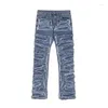 Herr jeans 2023 retro hål rippade nödställda män staplade tvätt harajuku stil hiphop löst denimtrousers casual jean pants streetwear