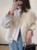 Veste en simili cuir pour femme, automne-hiver, élégant, classique, Streetwear, court, poches simples, fermetures éclair, col rond, vêtements d'extérieur, 2023