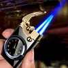 Real Watch Butane No Gas Lighter Windproof Metal Rocker Arm Ignition Colorful Lights Jet Double Flame Torch Cigar Lighters Smoking TYY0