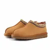 2023 Nieuwe Australië Designer Laarzen Bont Slides Klassieke Lelijke Mini Tazz Suede Platform Snowboot Uggs Vrouwen Slipper Kastanje Schapenvacht Shearling Winter Enkellaars