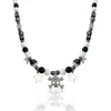 Pendant Necklaces Black White Cross Beaded Rhinestone Skull Necklace for Women Dark Cool Creative Trendy Jewelry Goth Fashion Accessories