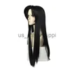 Perucas Cosplay Shangzi Jogo Anime Demon Slayer Peruca Cosplay Pré Estilo 85cm Longo Cabelo Preto Liso Bow Tie Perucas Resistente ao Calor Sintético X0901