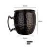 Copos de vinho Home Kitchen 304 Aço Inoxidável Copo de Moscou Cobre Banhado Martelo Caneca Cocktail Bar Me Canecas Lt162 Gota Entrega Gar Dh3O1