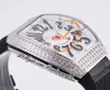 ABF V32 Vanguard Color Dream Swiss Quartz Chronograph Ladies Watch Womens Diamonds Case Mop Dial Big Leather Leather Lady Super Edition Reloj Hombre Phetime E5