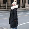 Trenchs de femmes manteaux élégant long à capuche Parka fausse grand col de fourrure veste d'hiver femmes 2023 solide manteau épais