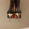 ブーツデザイナーの女性春と秋のレザーアンクルブーツファッションハイヒールセクシーなブーツサイズ35-41