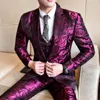 Herrdräkter jacquard kostym män hög kvalitet tryckt ros anländer avslappnad plusstorlek modeparty trend manlig klänning