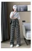 Pantaloni da donna a vita alta con coulisse nero bianco a righe gamba larga donna primavera estate casual sciolto dritto stile coreano trous lunghi