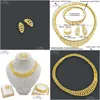 Paramètres de bijoux Liffly New Dubai Gold Sets pour femmes Indien Africain Cadeau de mariée Collier Bracelet Boucles d'oreilles Ensemble En gros Drop Deliver Dhnio