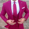 Gwenhwyfar 2018 Fuchsia Men Suit Set Peak Lapel Blazer Men Suits Wedding PROOM TUXEDO Casual Ourning Pants Kamizelka 3 sztuki 236V