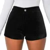 Damen Shorts 2023 Schwarz Hohe Taille Elastisch Eng Lässig Cord Booty Femme S-xxl