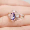 Cluster Rings Luxury Tanzanite Engagement Ring for Woman 0,7ct 5 7mm Natural 18K Gold Plating 925 Silver Gemstone Jewelry