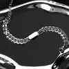 Hip Hop Stainless Steel Square Charm Necklace Bracelet Fastness Jewelry for Men Gift