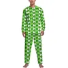 Vêtements de nuit pour hommes Pyjamas de la Saint-Patrick deux pièces Lucky Shamrocks Patricks célèbrent des ensembles de pyjama mignons à manches longues pour chambre à coucher vêtements de nuit personnalisés