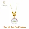 Colares Pingente VITICEN Real 18k Gold Pearl Colar Feminino Au750 Natural Água Doce para Esposa Namorada Moda Original Jóias 230831