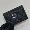 TOP Quality Designer Wallet Black Pink Genuien Leather Card Holder with Crystals Hardware Fashion Lady Handbag Purse with Box