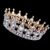 Bling Luxury Vintage Gold Wedding Crown Alloy Bridal Tiara Baroque Queen King Crown gold color rhinestone tiara crown Wedding Acce237h