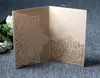 High Quality Laser Cut Hollow Flower Navy Blue Wedding Invitations Cards with Crystal Personalized Champagne Bridal Invitation Card Cheap ZZ