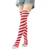 Chaussettes longues en coton pour femmes, cuissardes hautes, bonneterie pour dames, bas longs en coton, fête Cosplay, rouge violet, tricotés, Soks chauds pour dames et filles